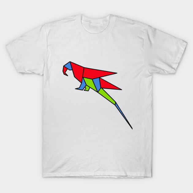 Corloful Parrot- origami style T-Shirt by Mahita